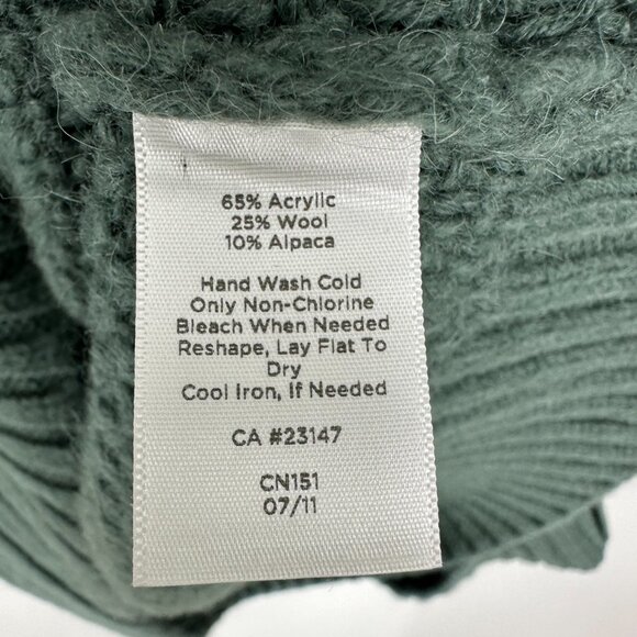 Talbots Cowl Neck Tunic Sweater XL Cable Knit Wool Alpaca Green - Picture 7 of 7